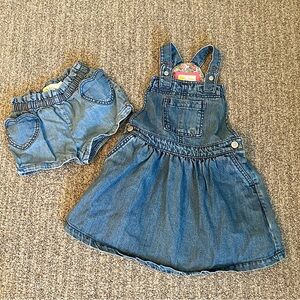 MINI BODEN denim overalls & shorts bundle, 4-5T